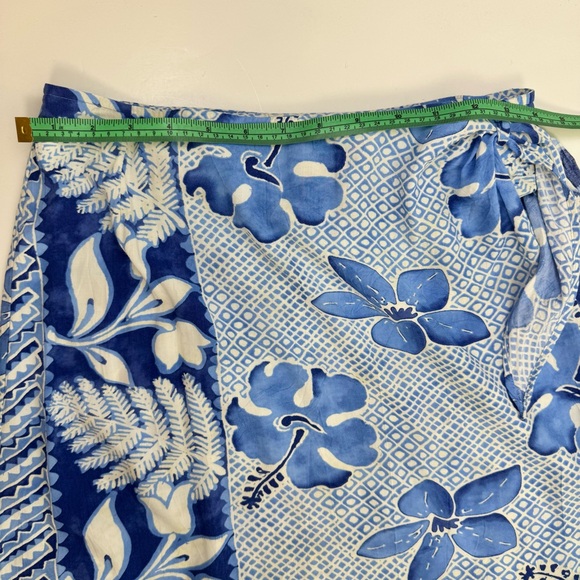 Jams World Tahiti Sarong Skirt Small W812-TAHI Blue Floral Rayon Wrap Hawaii - Picture 8 of 12